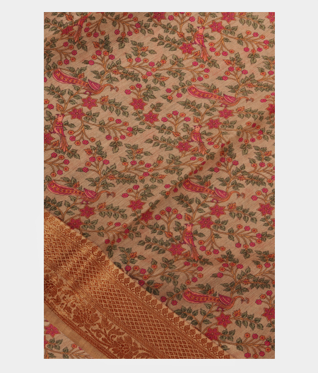 Grey Soft Tussar Printed Saree T257802-image