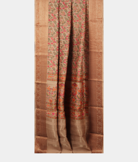 Grey Soft Tussar Printed Saree T2578022