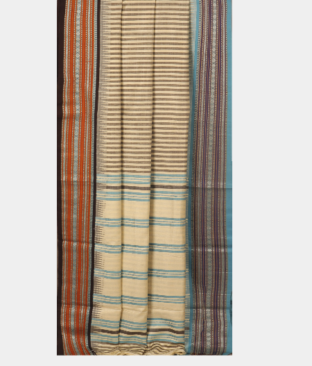 Grey and Cream Vidarbha Tussar Saree T1976492