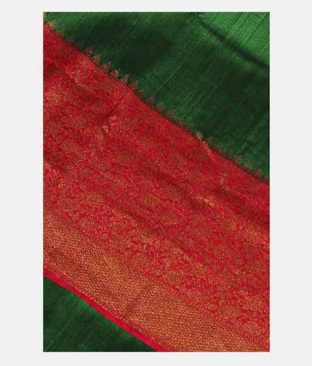 Bottle Green Banaras Tussar Saree T239832-image