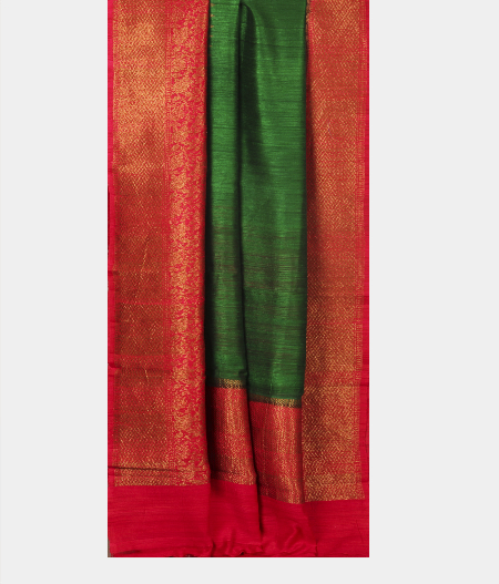 Bottle Green Banaras Tussar Saree T2398322