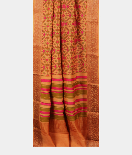 Peach Soft Tussar Printed Saree T2578202