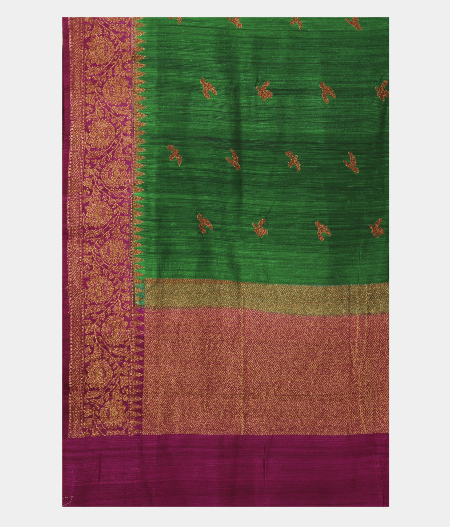 Bottle Green Banaras Tussar SareeT2526214