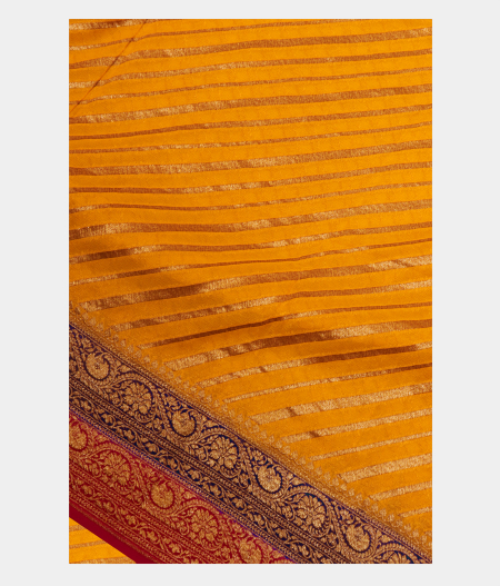 Yellow Banaras Georgette Silk Saree T257960-image