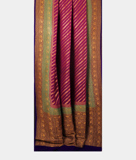Purple Banaras Georgette Silk Saree T2579562