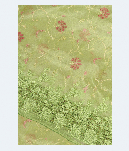 Light Green Organza Cutwork T180708-image