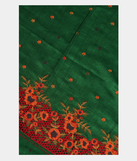 Green Tussar Cut Work Saree T236585-image