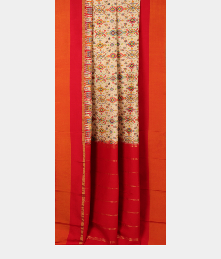 Off-White Printed Soft Silk Saree T2591042