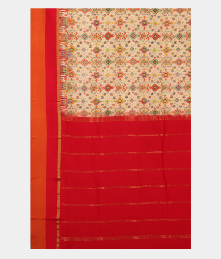 Off-White Printed Soft Silk Saree T2591044