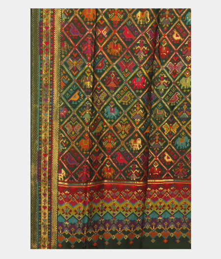 Bottle Green Cashmere Kani Silk Dupatta T2134863