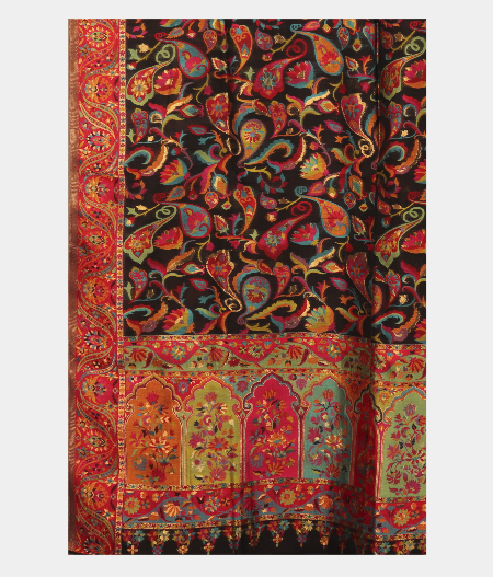 Black Cashmere Kani Silk Dupatta T2134873