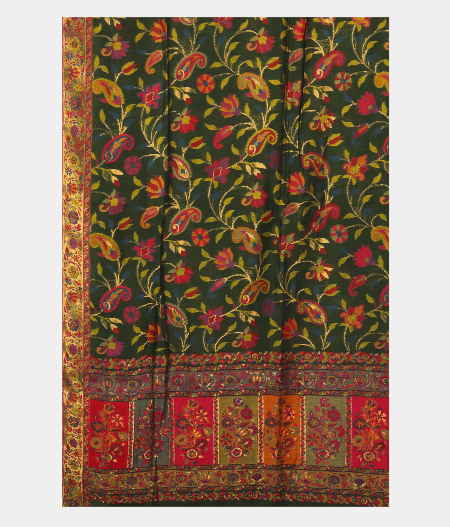 Bottle Green Cashmere Kani Silk Dupatta T2134743