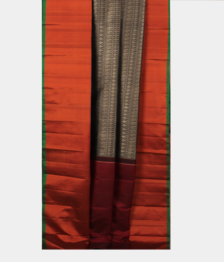 Black and Grey Handwoven Kanjivaram Silk Saree T2437322