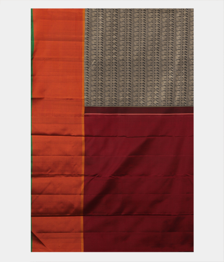 Black and Grey Handwoven Kanjivaram Silk Saree T2437324