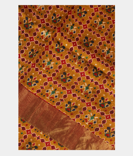 Mustard Yellow Printed Raw Silk Saree T258618-image