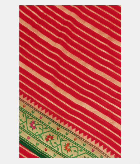 Red Banaras Georgette Silk Saree with Paithani Border T239797-image
