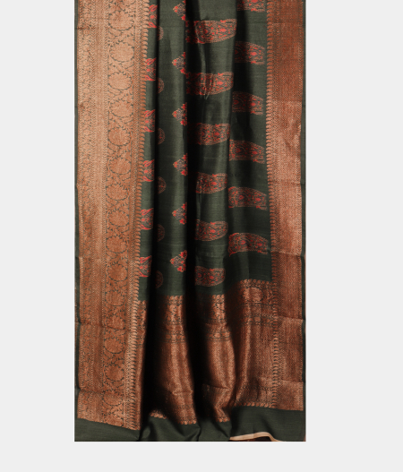 Green Tussar Printed Saree T2542242