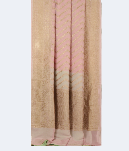 Pinkish Lavender Banaras Georgette Silk Saree T2592162