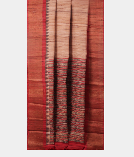 Beige Handwoven Tussar Saree T2567812