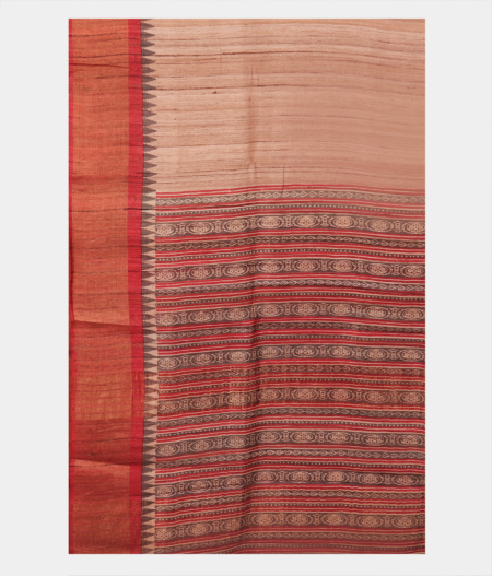 Beige Handwoven Tussar Saree T2567814