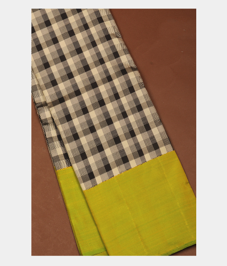 Black and White Handwoven Kanjivaram Silk SareeT210769-image