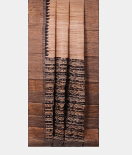 Beige Handwoven Tussar Saree T2604012