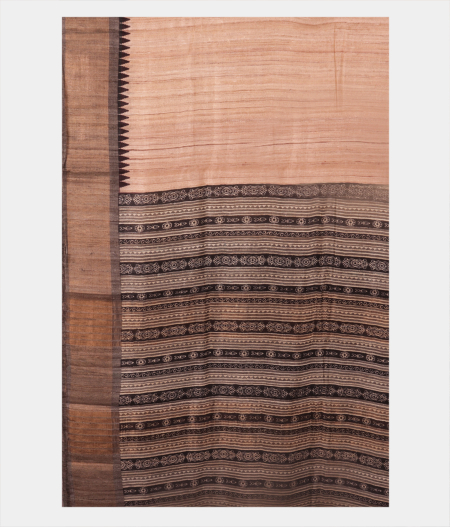Beige Handwoven Tussar Saree T2604014