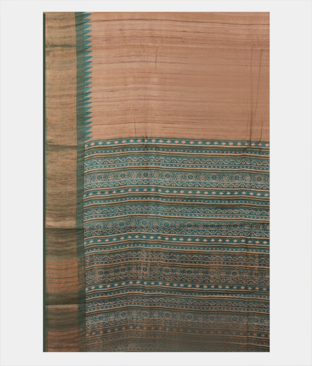 Beige Handwoven Tussar Saree T2604004