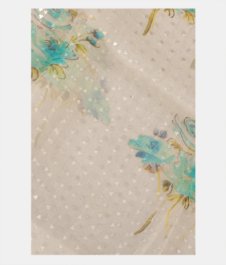 White Kora Organza Printed Saree T254319-image