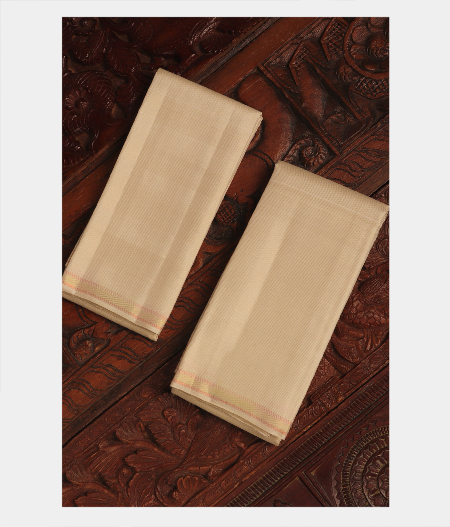 Off White Handwoven Kanjivaram Silk Dhoti and Vastharam T260633-image