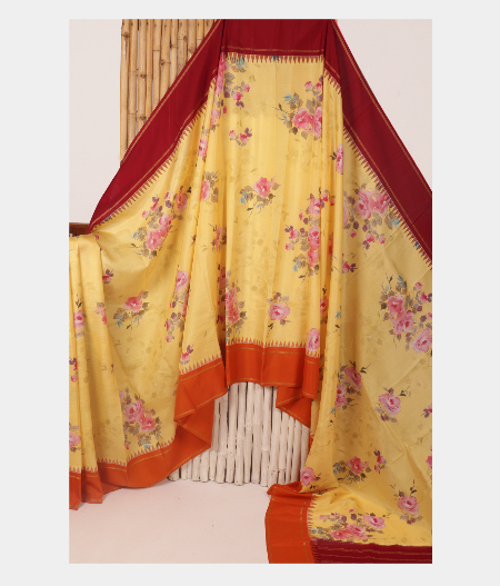 Yellow Printed Soft Silk Saree T260243-image