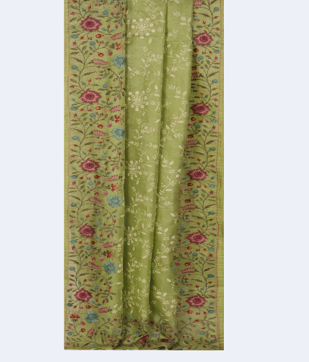 Light Green Silk Kota Embroidery Saree T2365762