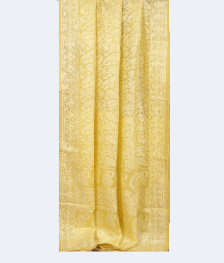 Yellow Kora Organza Embroidery Saree T2406802