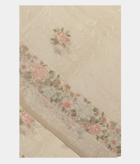 Off White Silk Kota Embroidery Saree T249510-image