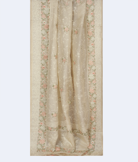 Off White Silk Kota Embroidery Saree T2495102