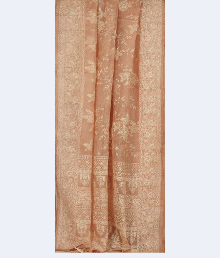 Peach Silk Kota Embroidery Saree T2365542