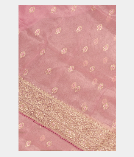 Light Pink organza Embroidery Saree T259082-image