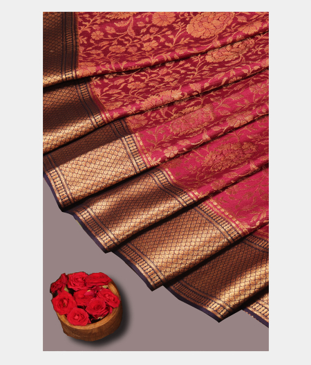Burgundy Mysore Silk Saree T2604692