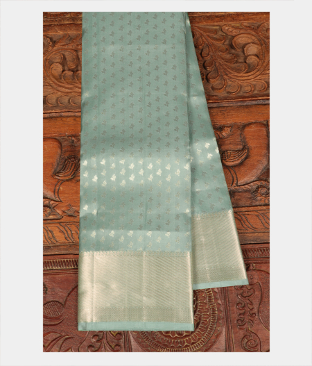 Greenish Grey Handwoven Kanjivaram Silk Saree T262023-image
