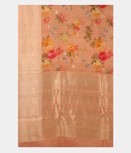 Peach Banaras Kathan Silk Saree T2613715