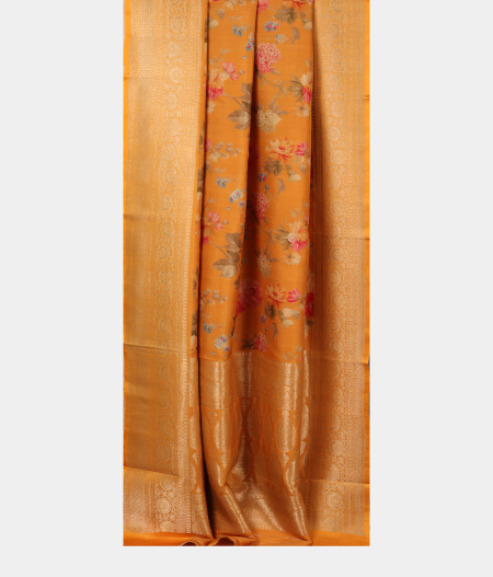 Mustard Yellow Banaras Kathan Silk Saree T2613804