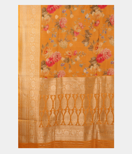 Mustard Yellow Banaras Kathan Silk Saree T2613805