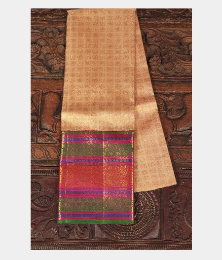 Beige Handwoven Kanjivaram Silk Pavadai T208256-image