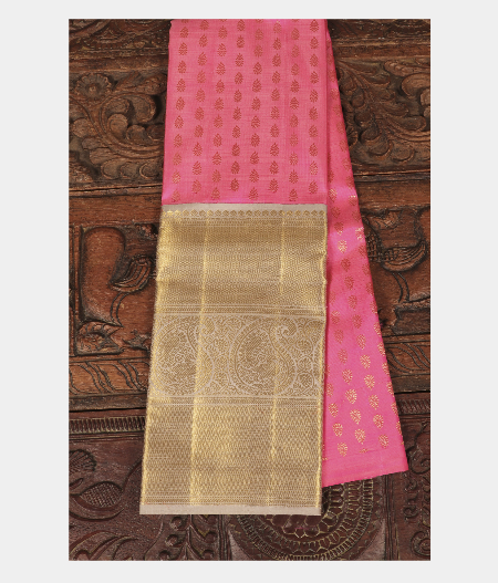 Pink Pink Handwoven Kanjivaram Silk Pavadai T231676-image