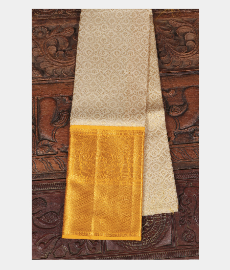 Off White Handwoven Kanjivaram Silk Pavadai T253307-image
