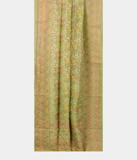 Green Kora Organza Embroidery Saree T2618524