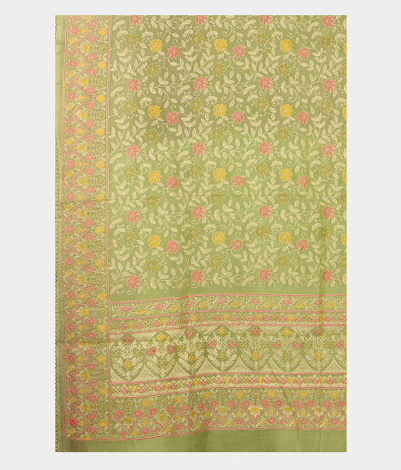 Green Kora Organza Embroidery Saree T2618525