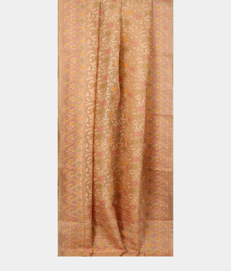 Beige Kora Organza Embroidery Saree T2618344