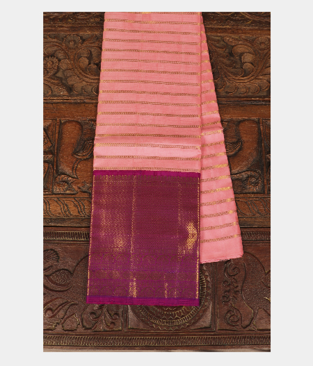 Light Pink Handwoven Printed Kanjivaram Silk Pavadai T217144-image