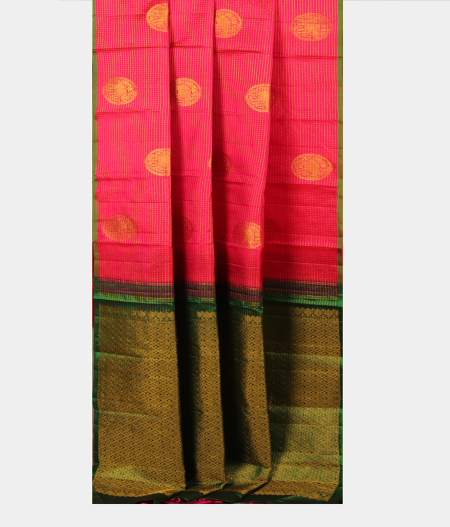 Orangish Pink Handwoven Kanjivaram Silk Saree T2609752